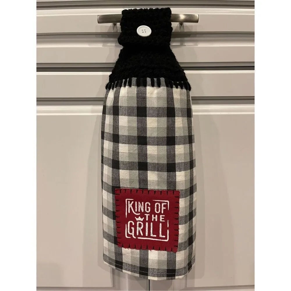 Crochet Top Kitchen Towel- King of the Grill